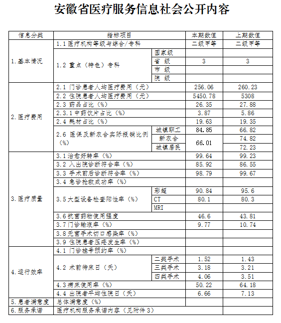 2020第1季度安徽省医疗服务社会公开信息